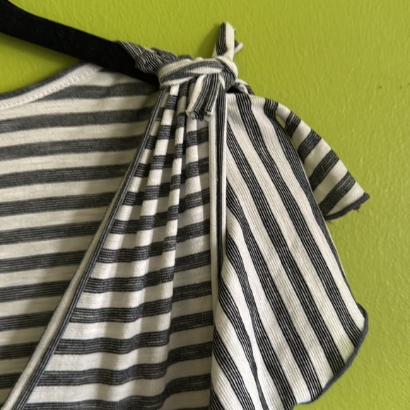 Max Studio Black & White Stretch Knit Striped Tiered Midi Dress Size L - Picture 5 of 8